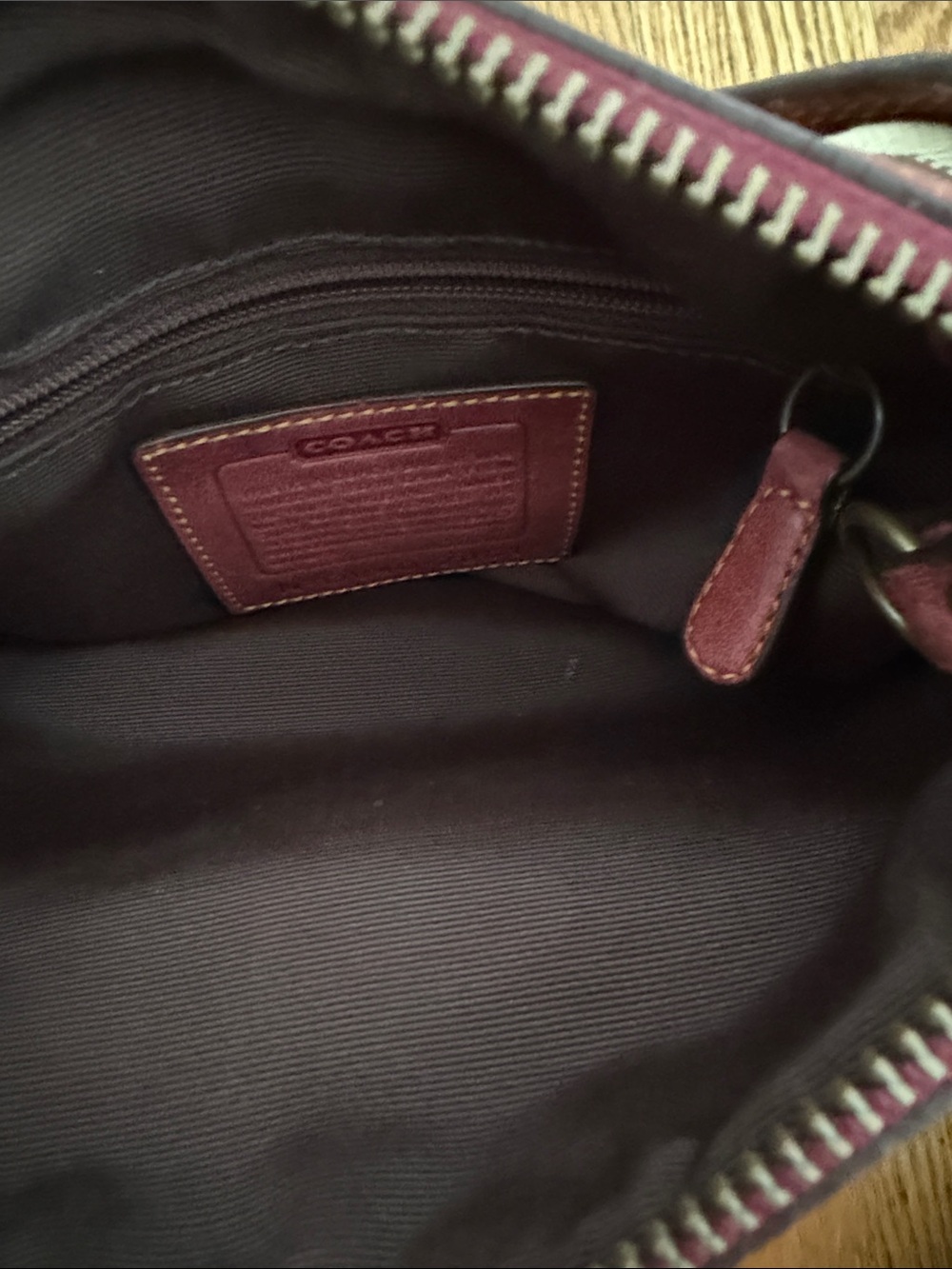 Coach Burgundy Canvas Shoulder Bag with Leather Buckle Pocket 7061 vintage mini - Picture 7 of 9